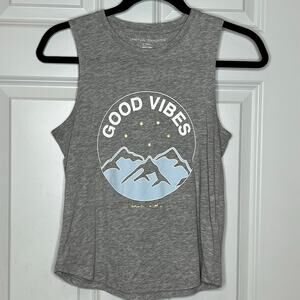 Spiritual Gangster Gray Sleeveless Graphic Tank Top XS Good Vibes